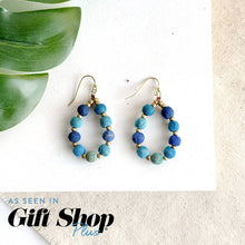 Load image into Gallery viewer, Kantha Azure Beaded Teardrop Earrings