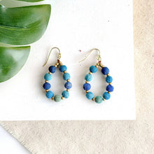 Load image into Gallery viewer, Kantha Azure Beaded Teardrop Earrings
