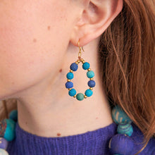 Load image into Gallery viewer, Kantha Azure Beaded Teardrop Earrings