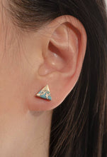 Load image into Gallery viewer, Oasis Triangle Turquoise Studs- 14K Gold and Turquoise Triangle Pyramid Studs