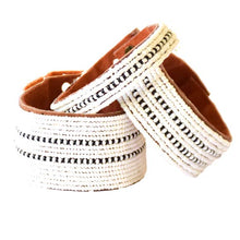 Load image into Gallery viewer, Beaded Leather Cuff Bracelet in Red & Black - Various Sizes