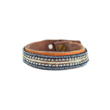 Load image into Gallery viewer, Beaded Leather Cuff Bracelet in Slate - Various Sizes