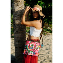 Load image into Gallery viewer, The Sunbird Embroidered Crossbody Purse in Pink & White
