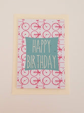 Load image into Gallery viewer, "Happy Birthday" with Pink Bicycles Growing Paper Greeting Card || Celebration, Happy Birthday