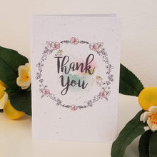 Load image into Gallery viewer, "Thank You!" with Watercolors Wreath Growing Paper Greeting Card || Appreciation