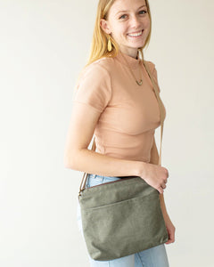 Julia Green Canvas Crossbody Bag
