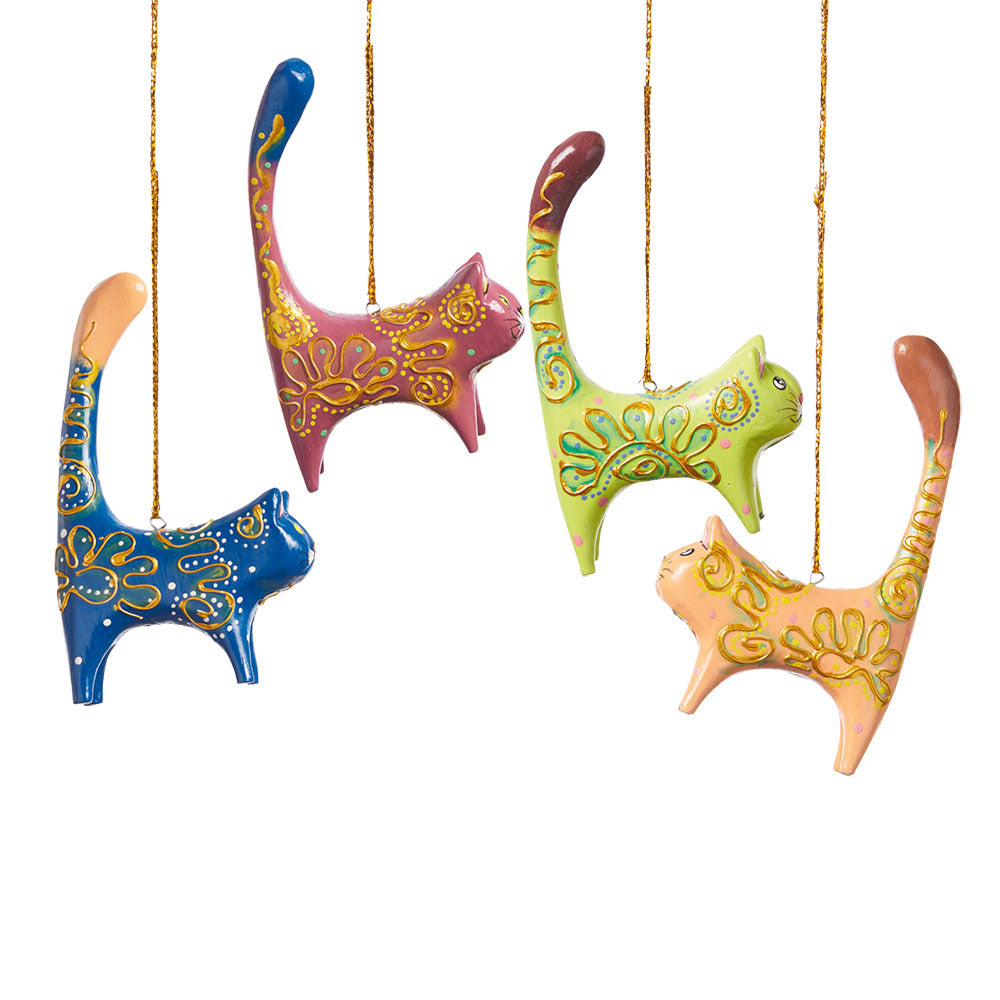 Party Cat Ornaments - Set of 4