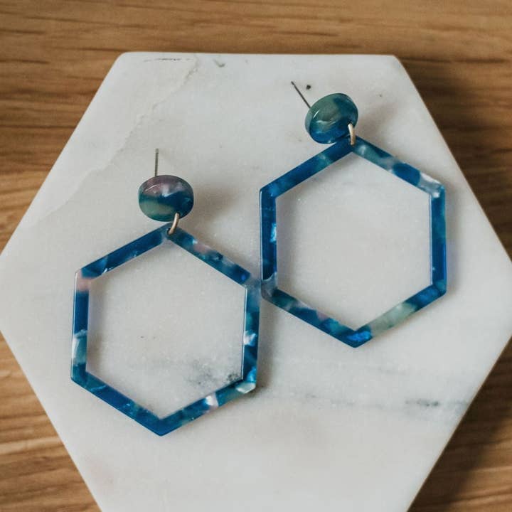 Indigo Hex Earrings