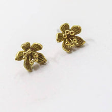 Load image into Gallery viewer, Brass Water Lily Stud Earrings