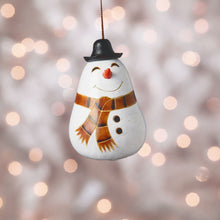 Load image into Gallery viewer, Happy Snowman Gourd Ornament