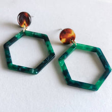 Load image into Gallery viewer, Green Hex Earrings