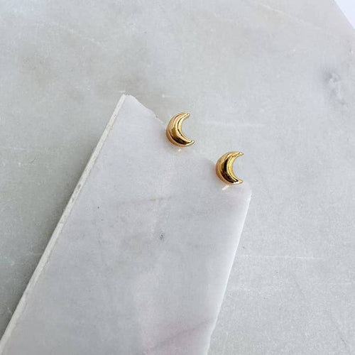 Mini Crescent Moon Stud Earrings