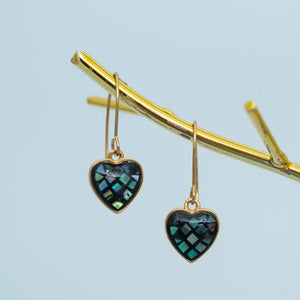 Azure Abalone Heart Earrings