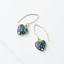 Load image into Gallery viewer, Azure Abalone Heart Earrings