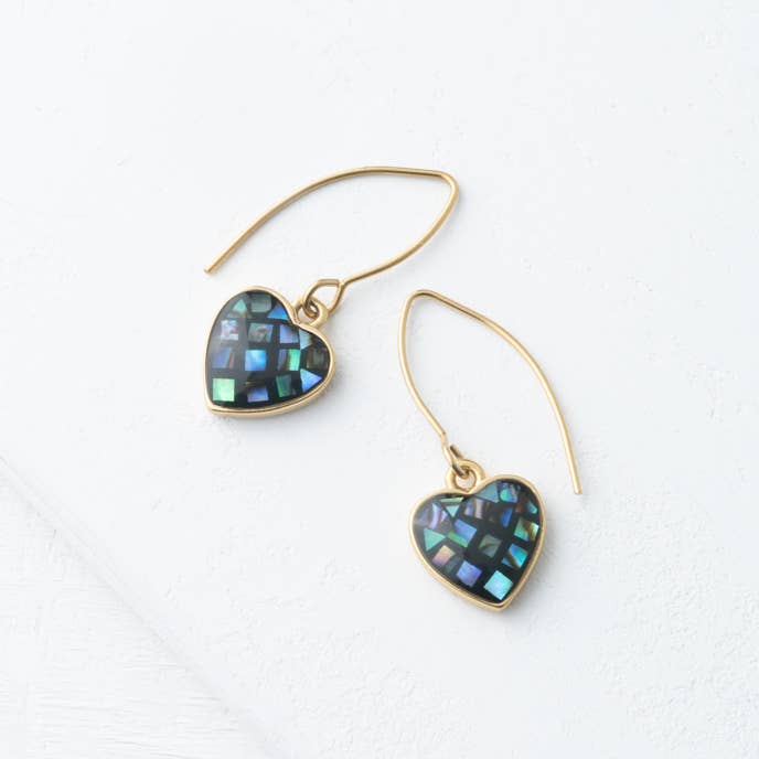 Azure Abalone Heart Earrings