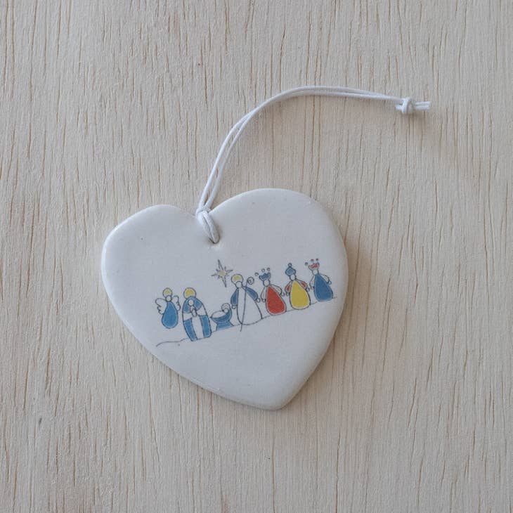 Ceramic Heart Nativity Ornament
