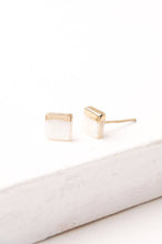 Load image into Gallery viewer, Kelly Mother of Pearl Gold Dipped White Square Stud Earrings