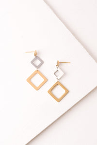 Erika Diamond Gold & Silver Dangle Earrings