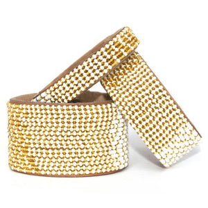 Beaded Leather Cuff Bracelet in Gold - Various Sizes
