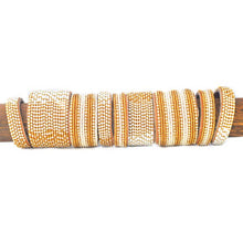 Load image into Gallery viewer, Beaded Leather Cuff Bracelet in Gold - Various Sizes