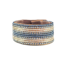 Load image into Gallery viewer, Beaded Leather Cuff Bracelet in Slate - Various Sizes