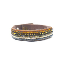 Load image into Gallery viewer, Beaded Leather Cuff Bracelet in Neutrals - Various Sizes