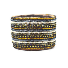 Load image into Gallery viewer, Beaded Leather Cuff Bracelet in Neutrals - Various Sizes