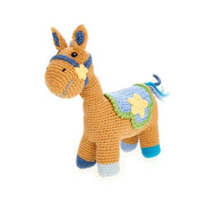 Load image into Gallery viewer, Blue Horse Rattle - Crocheted Cotton Stuffed Animal
