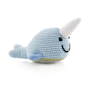 Narwhal Rattle - Crocheted Cotton Stuffed Animal