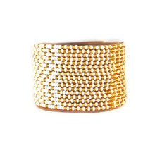 Load image into Gallery viewer, Beaded Leather Cuff Bracelet in Gold - Various Sizes