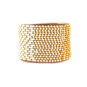 Beaded Leather Cuff Bracelet in Gold - Various Sizes