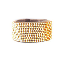 Load image into Gallery viewer, Beaded Leather Cuff Bracelet in Gold - Various Sizes