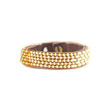 Load image into Gallery viewer, Beaded Leather Cuff Bracelet in Gold - Various Sizes