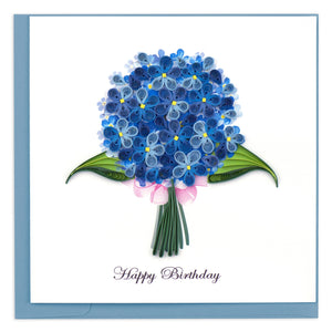 "Happy Birthday" Blue Hydrangeas Flowers Quilling Greeting Card || Celebration, Happy Birthday