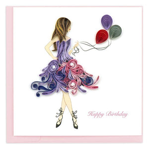 "Happy Birthday" with Ballerina Quilling Greeting Card || Celebration, Happy Birthday