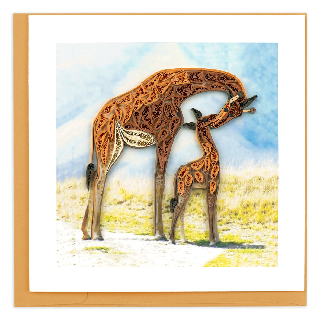 Giraffe & Baby Quilling Greeting Card ||  Mother's Day, New Baby, All Occasion