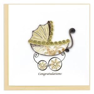 "Congratulations" Baby Carriage Quilling Greeting Card || Celebration, New Baby