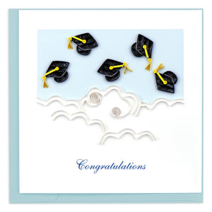 Flying Graduation Caps Congratulations Quilling Greeting Card || Congratulations, Celebration, Encouragement
