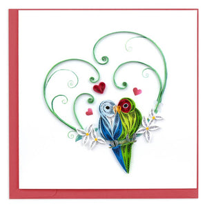 Love Birds Quilling Greeting Card || Love, Anniversary, Valentine's Day