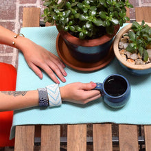 Load image into Gallery viewer, Beaded Leather Cuff Bracelet in Navy - Various Sizes