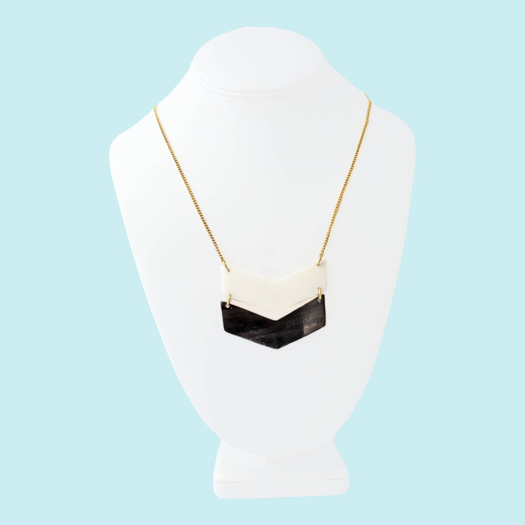 Mixed Chevron Necklace - Brass