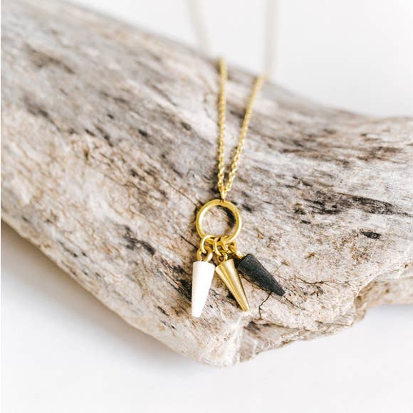 Lia Brass & Horn Teardrop Necklace