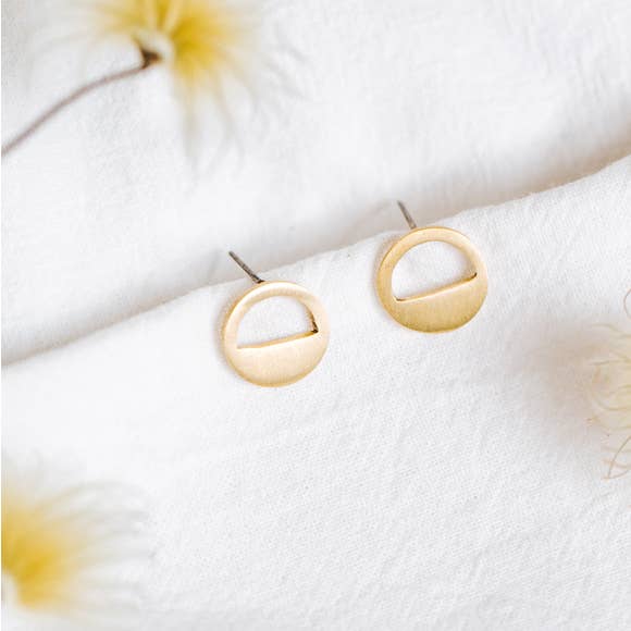 Eclipse Brass Stud Earrings