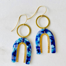 Load image into Gallery viewer, Tortoise Blues and Double U Earrings
