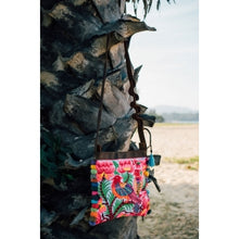 Load image into Gallery viewer, The Sunbird Embroidered Crossbody Purse in Pink &amp; White