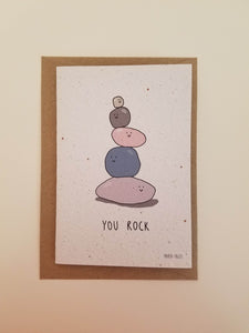 "You Rock" Growing Paper Greeting Card || Appreciation, Congratulations, Encouragement