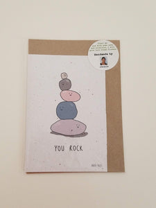 "You Rock" Growing Paper Greeting Card || Appreciation, Congratulations, Encouragement