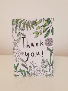 "Thank You!" with Plants & Greenery Growing Paper Greeting Card || Appreciation
