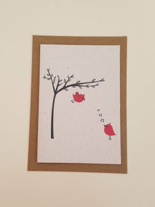 Red Birds Growing Paper Greeting Card || All Occasion