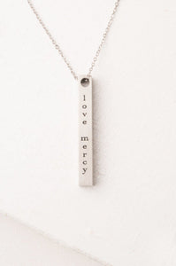 Justice: Act Justly, Love Mercy, Walk Humbly Silver Bar Necklace